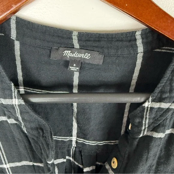 Madewell Collarless Shirtdress In Windowpane - Picture 3 of 7